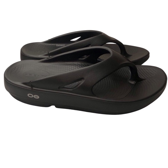 OOFOS Black Original Recovery Comfort Sandals W9/M7 Rubber Thong - Picture 1 of 6
